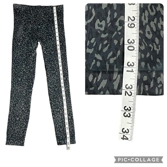 Spanx Look At Me Now Seamless Indigo Leopard Print Crop Leggings - Sz M - Picture 8 of 10